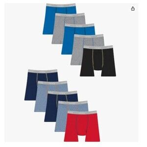 Hanes 10-Pack Boy's Underwear Boxer Briefs SMALL (6-7) 42-58lb Waist 23-24" Cott